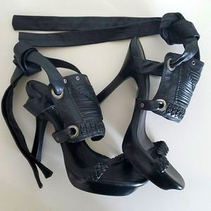 Schutz leather tie heels